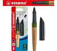 STABILO Grow - Climate-Neutral Ballpoint Pen - Pack of 1 - Moss Green/Oak Including Blue Ballpoint Refill