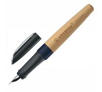 STABILO Grow - Climate-Neutral Fountain Pen - Pack of 1 - Blueberry Blue/Beech Wood including Blue Ink Cartridge