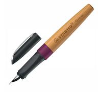STABILO Grow - Climate-Neutral Fountain Pen - Pack of 1 - Plum Red/Cherry Wood including Blue Ink Cartridge