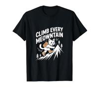 Climb Every Meowntain Cat Adventure Value Graphic T-Shirt, Men, Black, L