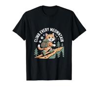 Climb Every Meowntain Cat Hiking Humor Value Graphic T-Shirt, Men, Black, XL