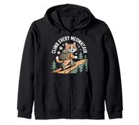 Climb Every Meowntain Cat Hiking Humor Zip Hoodie