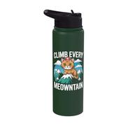 Climb Every Meowntain Cute Cat Adventure Fun Stainless Steel Insulated Water Bottle
