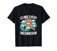 Climb Every Meowntain Cute Cat Adventure Fun Value Graphic T-Shirt, Men, Black, M