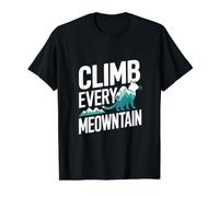 Climb Every Meowntain Funny Cat Hiker Value Graphic T-Shirt, Men, Black, S