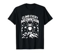 Climb Every Meowntain Funny Mountain Climbing Cat Value Graphic T-Shirt, Men, Black, M