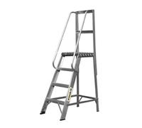 Climb-It Aluminium Library Step; 4 Tread with Handrails; 150kg; Silver