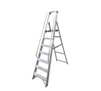 Climb-It Aluminium Swingback Stepladder 10 Tread with Handrails Silver
