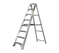 Climb-It Aluminium Swingback Stepladder; 7 Tread; 150kg; Silver