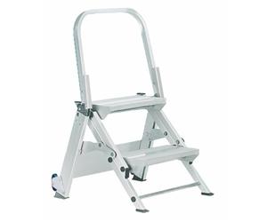 Climb-It Easy Slope Folding Leader Step; 2 Tread; Aluminium; Silver