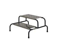 Climb-It Wide Work Steps with Chequer Plate 2 Tread and Platform Silver SWW02C
