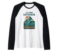Climb Katahdin Shirt Hiking Mountain Adventure Trail Raglan Baseball Tee