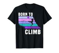 Climb Like a Girl Retro Sunset Rocks Born To Climb T-Shirt