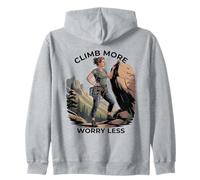 Climb More Worry Less - Women Hiking Climbing Outdoor Zip Hoodie