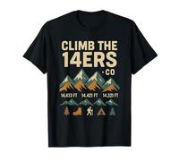 Climb the 14ers CO Shirt Hiking Mountain Summits Rocky Trail T-Shirt