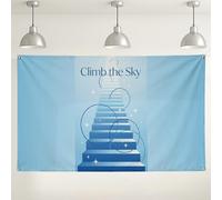 Climb the Skyline Blue Wall Backdrop, Innovative Inspirational Decorative Background for Photography Events, Indoor/Outdoor Party Supplies 71x43 Inch