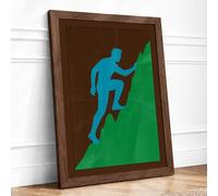 Climb to the Summit Modern Framed Wall Art Print A4 (29.7×21cm) Walnut, Wall Decor for Living Room, Bedroom, Office & Home, Ready to Hang, Art Gift