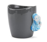 Climbergoods Rock Climbing Mug, Ceramic Mug with Climbing Training Handles, Climbing Hold Mug with Highly Realistic Climbing Grips, Blue and White Handle, M1-BW