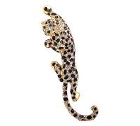 Climbing Black Spots Leopard Brooch Pin Crystal Big Cat Animal Breastpin Badge Jewelry for Men Women