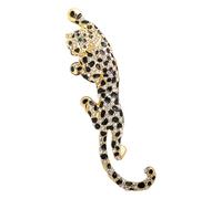 Climbing Black Spots Leopard Brooch Pin - Crystal Big Cat Breastpin, Gold-Toned Rhinestone Animal Jewelry for Men Women Suit Lapel Hat Bag Accessories