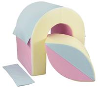 Climbing bridge, tunnel, soft set, soft play, nursery, 2 elements soft play ball (colour: pink, yellow (pastel))
