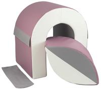 Climbing bridge, tunnel, soft set, soft play, nursery, 2 elements soft play ball (colour: white, grey, purple)