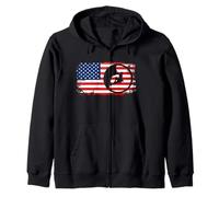 Climbing Climber USA Flag America Rock Climb Belay Boulder Zip Hoodie