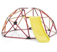 Climbing Dome with Slide, Kids Outdoor Jungle Gym Geometric Dome Climber, Steel Frame, 8FT Climb Structure Backyard Playground Center Equipment for Toddlers (Orange + Yellow)
