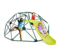 Climbing Dome with Slide, Kids Outdoor Jungle Gym Geometric Dome Climber, Steel Frame, 8FT Climb Structure Backyard Playground Center Equipment for Toddlers (Dark Green)