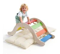 Climbing Frame,Montessori Indoor Playset,5-in-1 Indoor Climbing Frame Arch & Mat for Toddlers and Children(D)