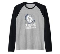 Climbing is My Superpower Rock Climber Awe Raglan Baseball Tee