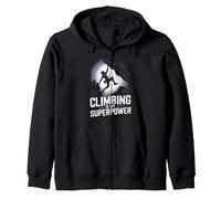 Climbing Is My Superpower Rock Climber Awe Zip Hoodie