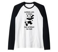 Climbing Like a Panda Max Optimism, No Plan Bouldering Joke Raglan Baseball Tee
