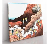 Climbing on Mt. Fuji by Katsushika Hokusai Asian Japanese Canvas Wall Art Print Ready to Hang, Framed Picture for Living Room Bedroom Home Office Décor, 50x50 cm (20x20 Inch)