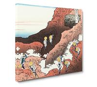 Climbing on Mt. Fuji by Katsushika Hokusai Canvas Print | Gallery Wrapped 30mm Frame Wall Art | 20x20 inches | Ready to Hang | Asian Picture | Living Room Bedroom Lounge Office
