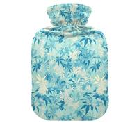 Climbing Pale Turquoise Leafs Hot Waterbottle with Soft Cover, 1L Hot Compresses for The Body for Tummy Warmer