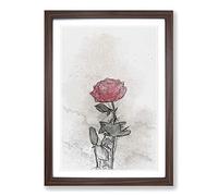 Climbing Pink Rose in Abstract Framed Print | A2 Walnut Framed Wall Art | Ready to Hang | Abstract Floral Picture | Living Room Bedroom Lounge Office