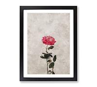 Climbing Pink Rose Painting Modern Framed Print | A4 Black Framed Wall Art | Ready to Hang | Modern Floral Picture | Living Room Bedroom Lounge Office
