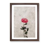 Climbing Pink Rose Painting Modern Framed Print | A4 Walnut Framed Wall Art | Ready to Hang | Modern Floral Picture | Living Room Bedroom Lounge Office