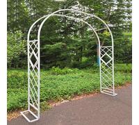 Climbing Plant Arch Large Steel Garden Support Frame for Vines Weather-Resistant Pergola Decorative Trellis White Color Perfect for Outdoor Decor and Plant Growth