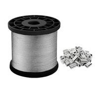 Climbing Plant Support Wire, 100m Stainless Steel Cable 7x7, 1.8-2.5mm Diameter, Garden Plant Ties with Crimping Sleeves for Trellis and Vines