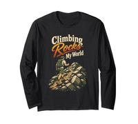 Climbing Rocks My World Hiking Hiker Peak Bagger Gift Retro Long Sleeve T-Shirt