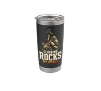 Climbing Rocks My World Hiking Hiker Peak Bagger Gift Retro Stainless Steel Insulated Tumbler