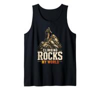 Climbing Rocks My World Hiking Hiker Peak Bagger Gift Retro Tank Top