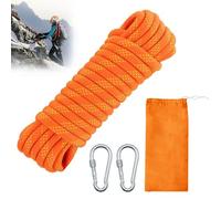 Climbing Rope, 10mm x 10m Multifunctional Cord Safety Rope, Outdoor Rope with 2 Carabiner and Pouch, Static Climbing Rope, Safety Rope for Tree Climbing Hiking Camping Rescue Emergency Escape
