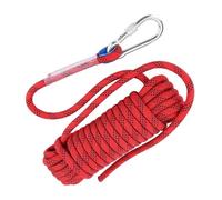 Climbing Rope 12Mm Climbing Rope Climbing Harness Diameter Thick Escape Rope Polyester Cord Ropes Heavy Duty Paracord Rope With Carabiner (Red 10m)