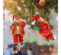 Climbing Rope Musical Christmas Santa Electric Singing and Climbing Beads Santa Claus Moving Hanging Christmas Figure Hanging Ornament for Home Xmas Tree Decor