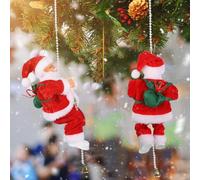 Climbing Rope Musical Christmas Santa Electric Singing and Climbing Beads Santa Claus Moving Hanging Christmas Figure Hanging Ornament for Home Xmas Tree Decor