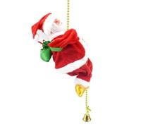 Climbing Santa Claus 9" Christmas Ornament Xmas Decoration Climbs Up and Down Battery Operated Toy with Light Music and Sound Animated Climbing on Beads Musical Moving Figure Xmas Christmas Ornament