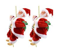 Climbing Santa Claus Christmas Ornament Santa Claus Decor Climbs up and Down Battery Operated Santa Climbing Ladder with Lights and Sound Animated Climbing on Beads Xmas Party Supplies (2 PCS)